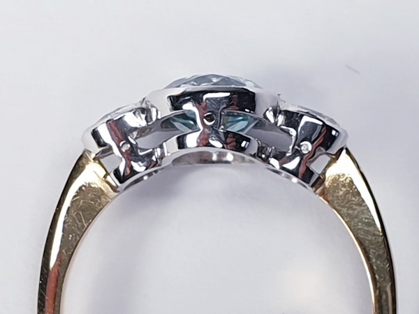 Aquamarine and diamond three stone ring  DBGEMS - image 4