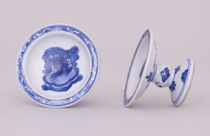 A NEAR PAIR OF CHINESE BLUE & WHITE SALTS, KANGXI (1662-1722)