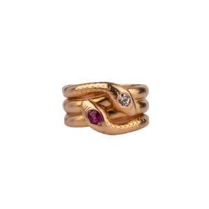 Ruby diamond snake ring