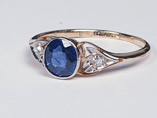 Antique sapphire and diamond engagement ring  DBGEMS - image 3