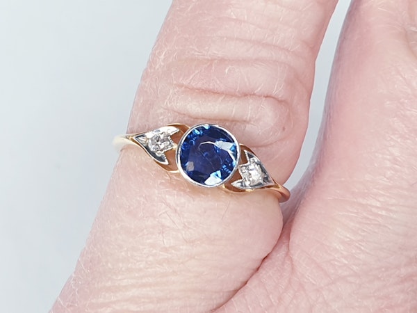 Antique sapphire and diamond engagement ring  DBGEMS - image 5