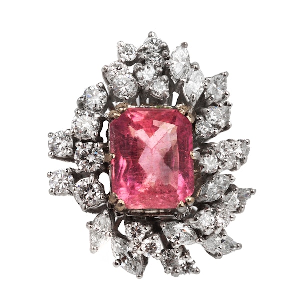 Pink tourmaline ring in 1960’s strong design - image 1