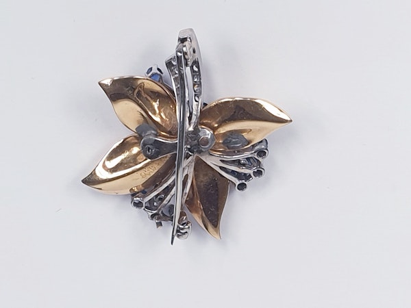 1940's Sapphire and diamond bouquet brooch  DBGEMS - image 2