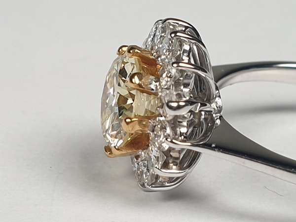 Fancy yellow old European transitional cut diamond engagement ring  DBGEMS - image 3
