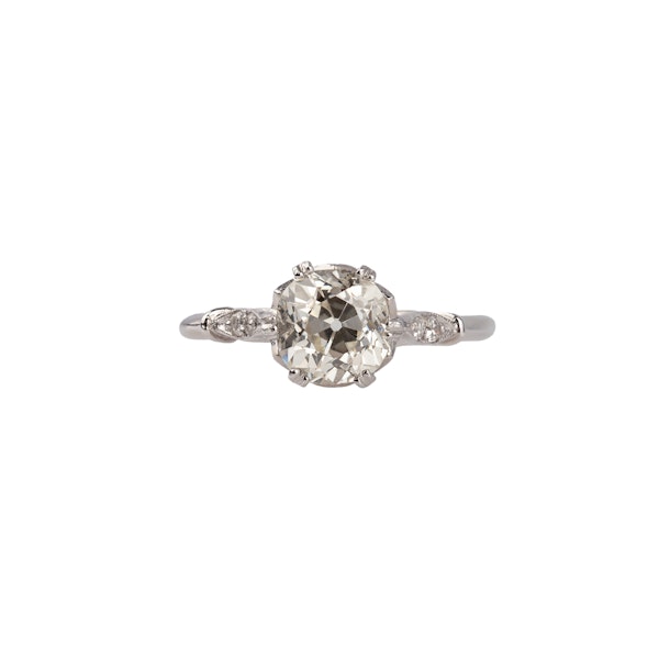 Edwardian 1.43ct single diamond platinum ring - image 1