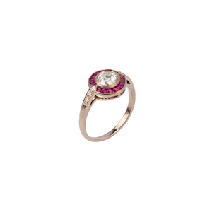Different diamond ruby engagement ring at Deco&Vintage Ltd