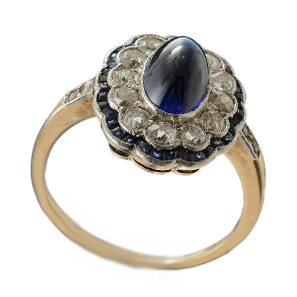 MM4776r cab sapphire and diamond art Deco ring gold and platinum fine quality 1910/20c - image 1