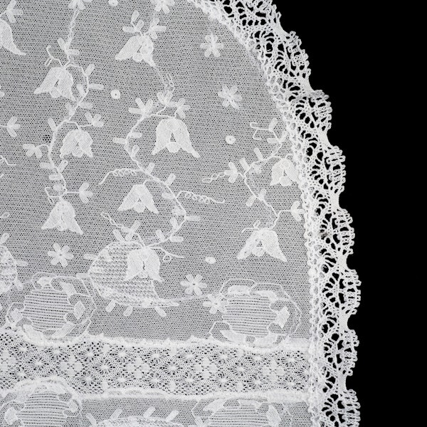 Oval fine embroidered double net and bobbin lace tray cloth,46x30cm - image 1