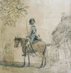 Paul Sandby RA Watercolour Study Cavalryman on horseback.
