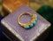A Victorian Turquoise & Diamond Five Stone Ring set in 18ct Yellow Gold, English, Circa 1890 - image 2