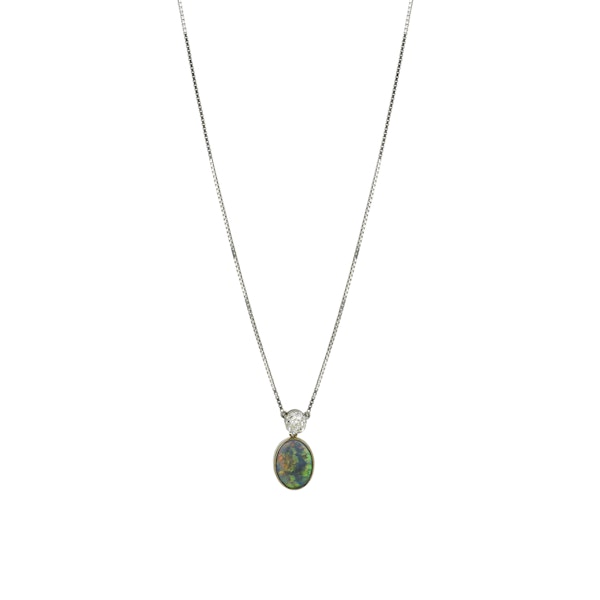 Black Opal & Diamond Pendant. - image 2