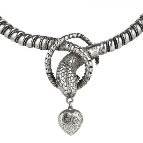 Victorian Silver Snake Collar - image 2