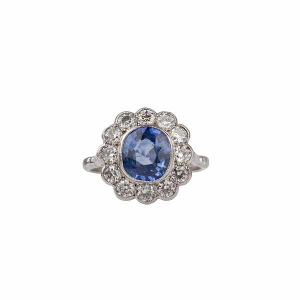 Sapphire diamond platinum ring - image 2
