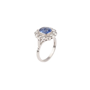 Sapphire diamond platinum ring