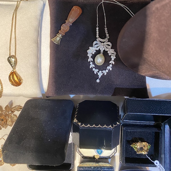 1970's, 18k White Gold, Brilliant Cut Diamond and South Sea Pearl stone set Pendant, SHAPIRO & Co since1979 - image 5