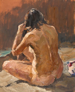 Vladimir Fedorovich Stozharov (1926-1973), Study of a Seated Woman, Oil on Paper, 1961