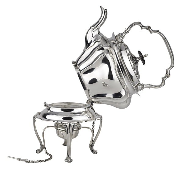 Silver Art Nouveau Kettle on stand with warmer. - image 2