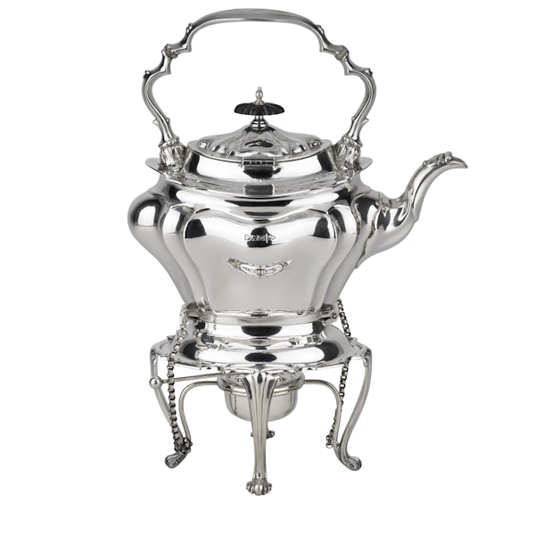 Silver Art Nouveau Kettle on stand with warmer. - image 1