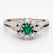 18ct White Gold Emerald & Diamond Cluster Ring - image 1
