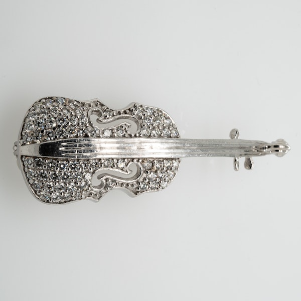 Diamond Violin Brooch - image 1
