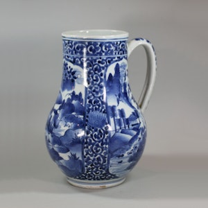 Japanese blue and white Arita tankard, circa 1680