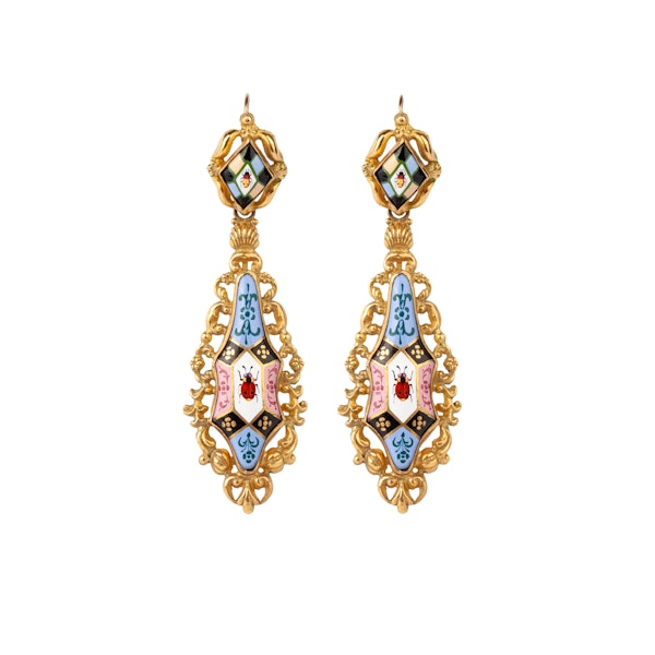 Georgian enamel drop earrings - image 1