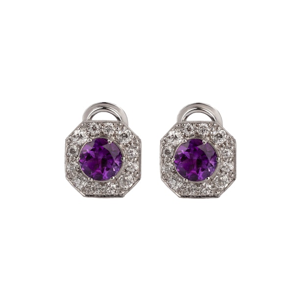 Amethyst and Diamond clip Earrings - image 1
