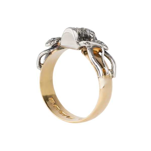 Diamond set skull ring in 22 ct gold and silver - image 2