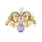 Art Nouveau 10 ct gold diamond, ruby, pearl and amethyst drop brooch - image 2