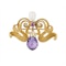 Art Nouveau 10 ct gold diamond, ruby, pearl and amethyst drop brooch - image 1