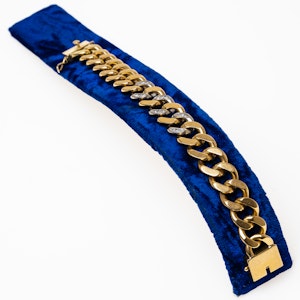 18 ct gold and platinum heavy bracelet set with small diamonds