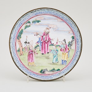 A CHINESE FAMILLE ROSE QIANLONG CANTON ENAMEL DISH, QIANLONG (1736-1795)