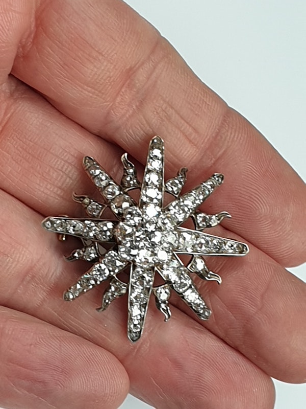Antique diamond star brooch  DBGEMS - image 3