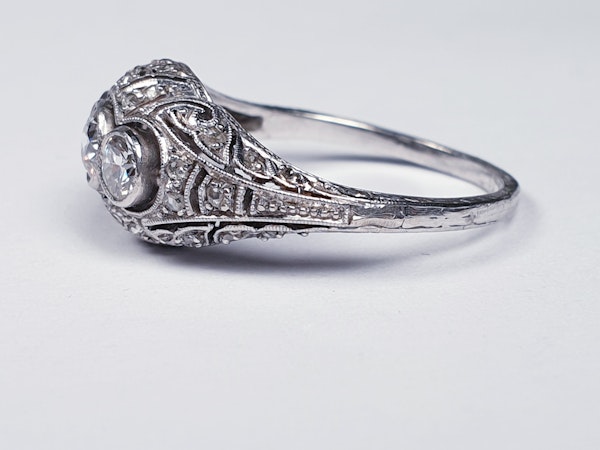 Antique Intricate Diamond Platinum Engagement Ring  DBGEMS - image 4