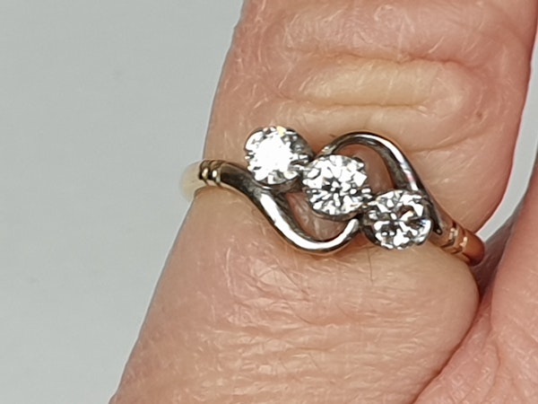 Edwardian Three Stone Diamond Ring 2190  DBGEMS - image 2