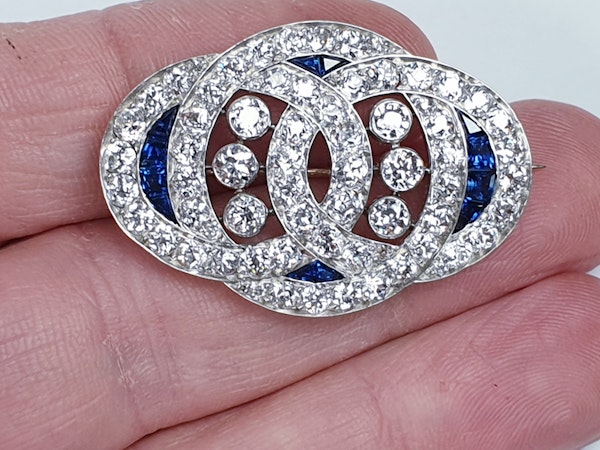 Art Deco Sapphire and Diamond Brooch  DBGEMS - image 3