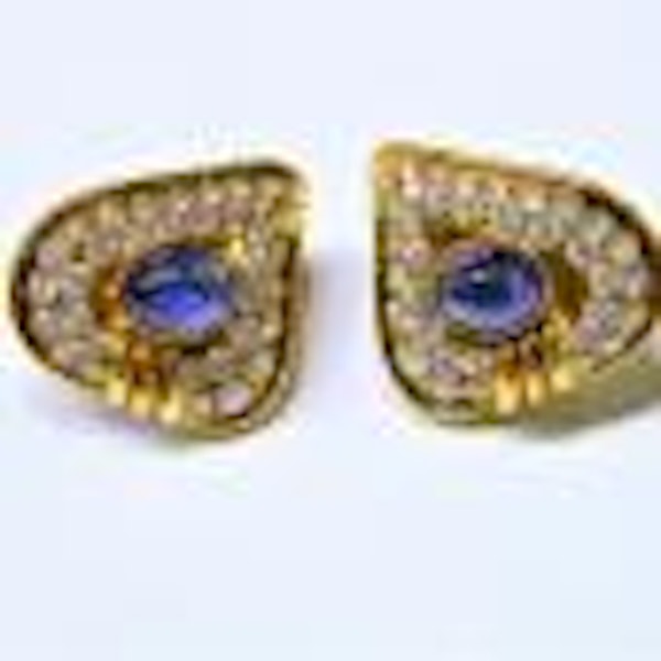 Cabochon Sapphire and Diamond Earrings DBGEMS - image 2
