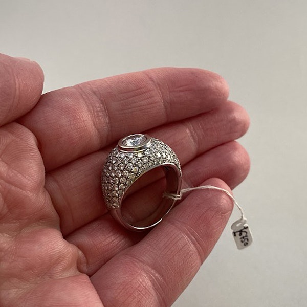 1970's, Bombé 18ct White Gold Diamond stone set Ring, SHAPIRO & Co since1979 - image 4