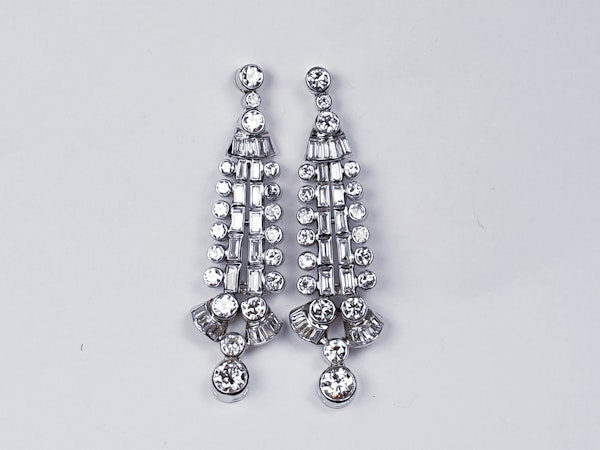 Diamond and Baguette Diamond Drop Earrings  DBGEMS - image 2