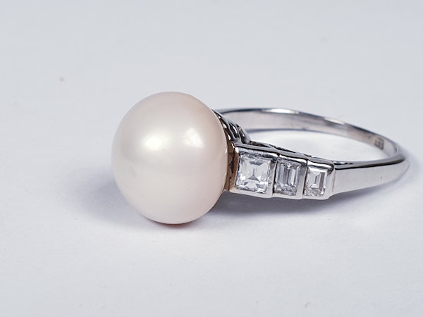Natural River Pearl and Baguette Diamond Ring  DBGEMS - image 2