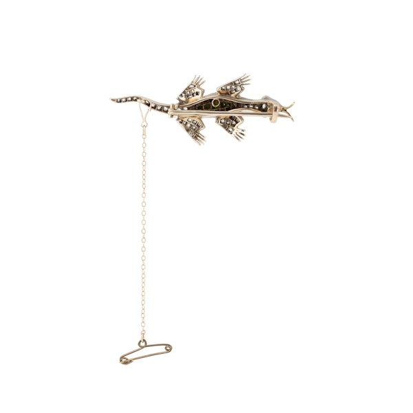 Demantoid garnet and diamonds lizard brooch - image 2