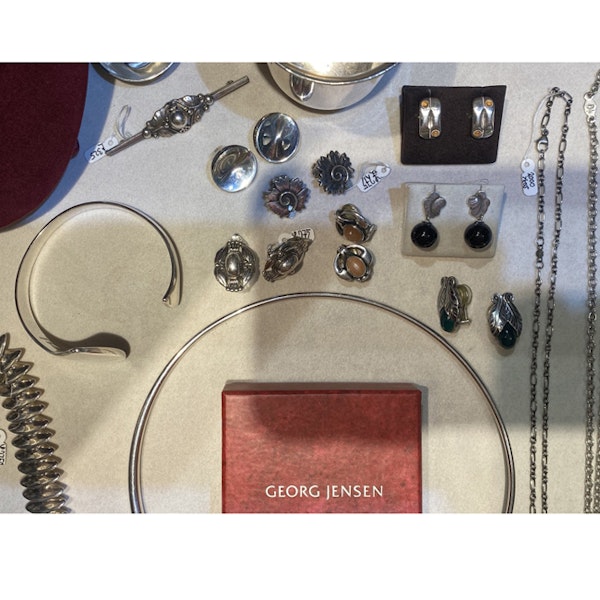 Date: 2006, Georg Jensen, Heritage, Silver and Orange Moonstone clip Earrings, SHAPIRO & Co since1979 - image 6