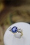 A fine 3,42 Carat Sapphire & Diamond Three Stone Engagement Ring mounted in 18 Carat Yellow Gold & Platinum, Circa 1960 - image 2