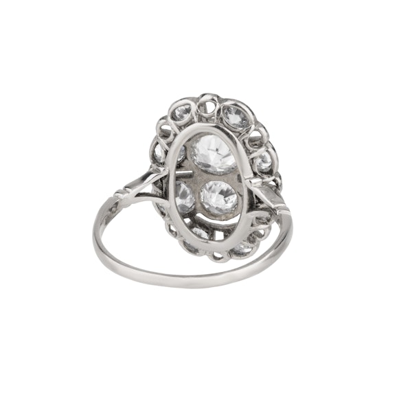 Oval tablet Art Deco diamond cluster ring - image 2