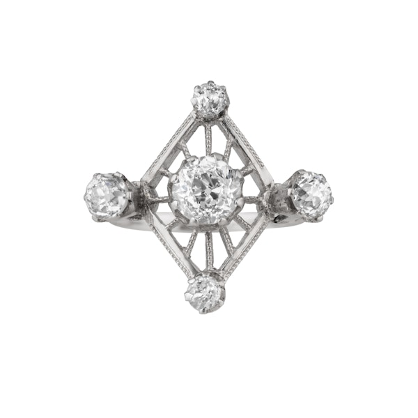 Lozenge shape Art Deco diamond ring - image 2