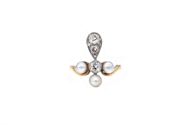 Pearl and diamond Fleur-de-lis Ring - image 2