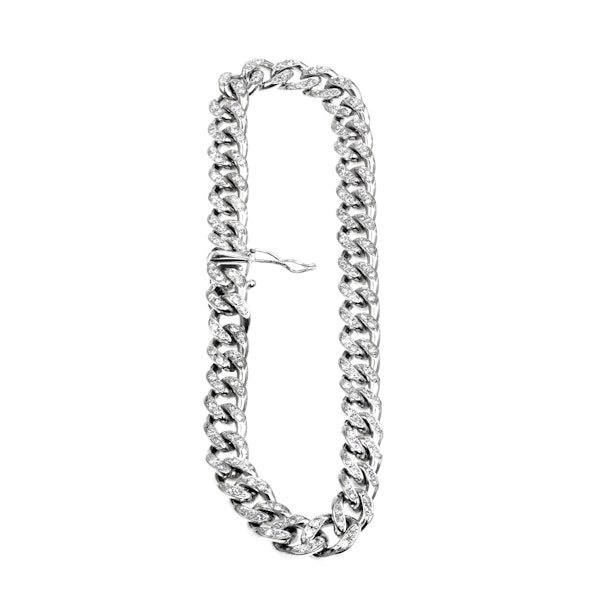 Diamond set Curved-link white gold bracelet - image 2