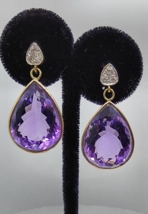 Beautiful Amethyst Pear Drop Earrings - image 3