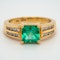Emerald and diamond shoulders ring - image 1