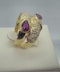 Ruby and Diamond Double Row Gold Ring - image 4